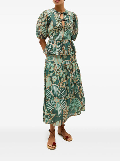 Estella Floral-Print Peplum Blouse
