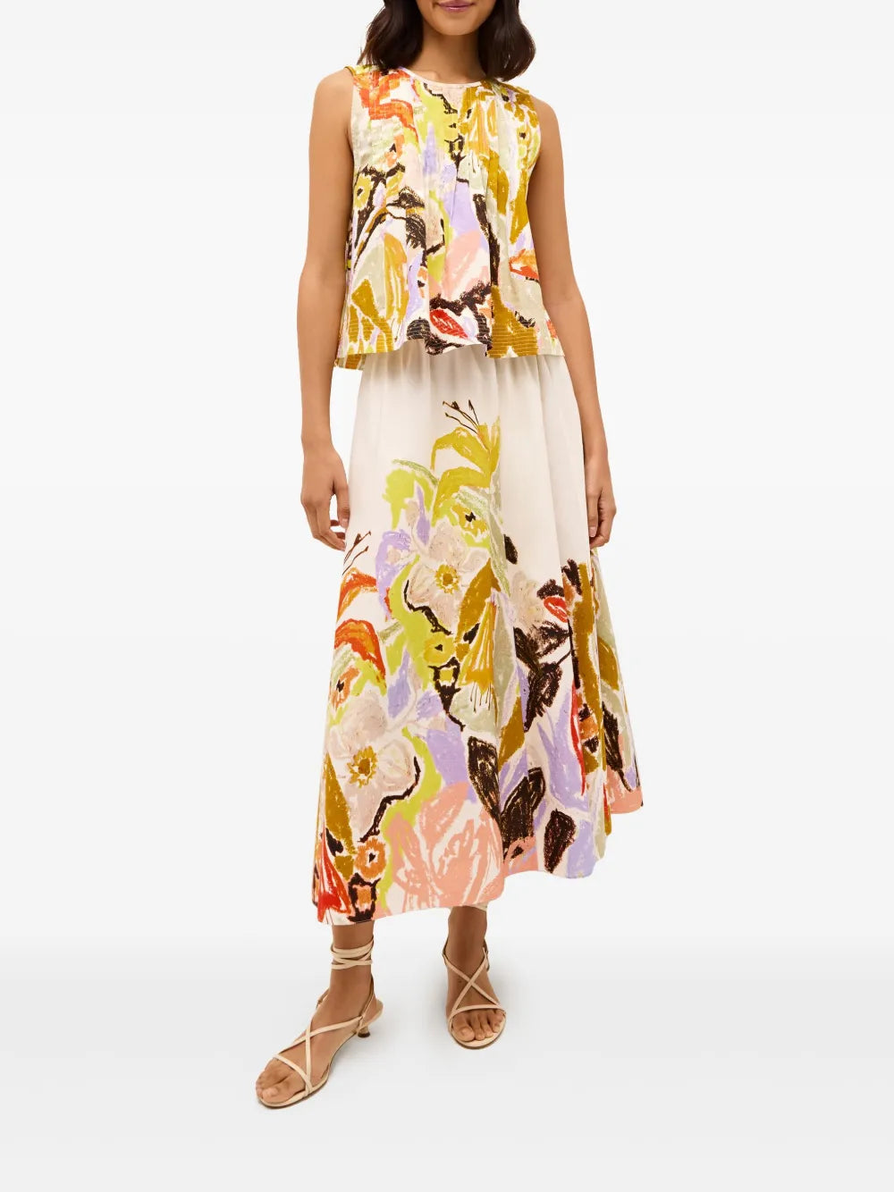 Sasha Floral-Print Midi Skirt