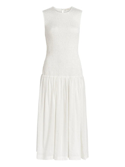 Porter Smocked-Bodice Midi Dress