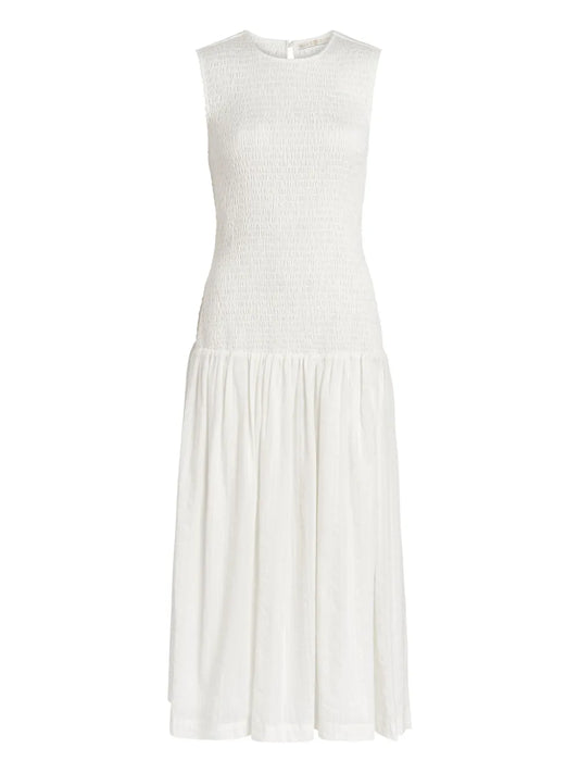 Porter Smocked-Bodice Midi Dress
