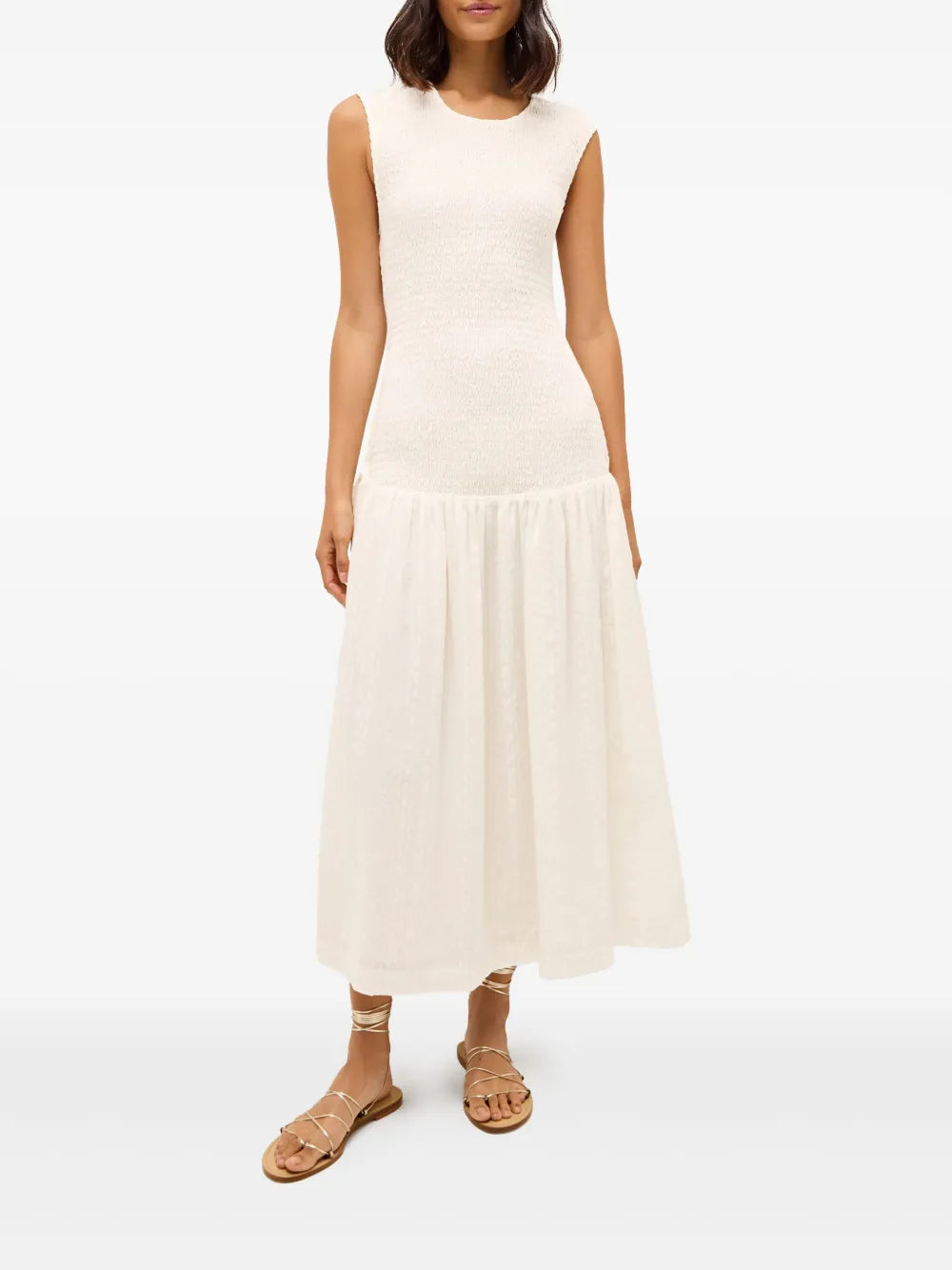 Porter Smocked-Bodice Midi Dress