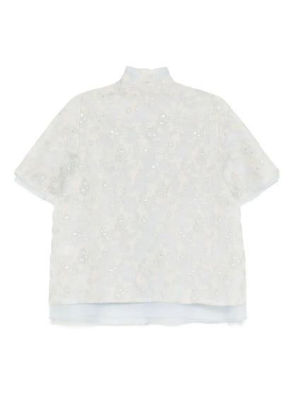 Mandarin-Collar Organza Jacket