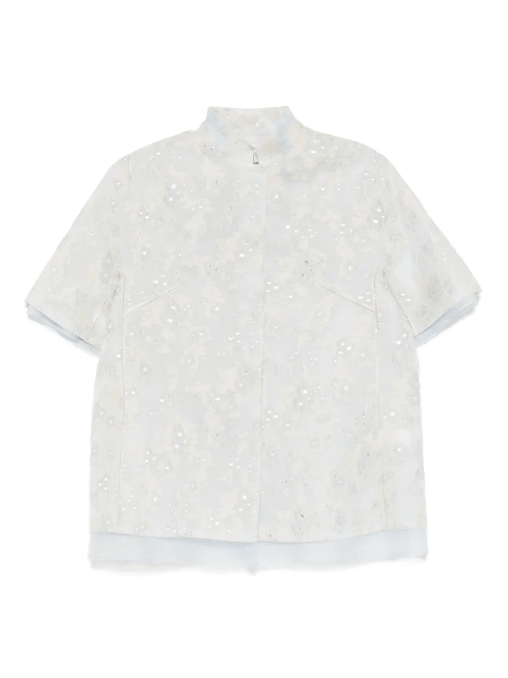 Mandarin-Collar Organza Jacket