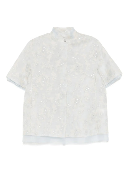 Mandarin-Collar Organza Jacket