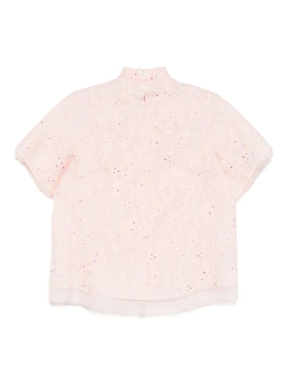 Mandarin-Collar Organza Jacket