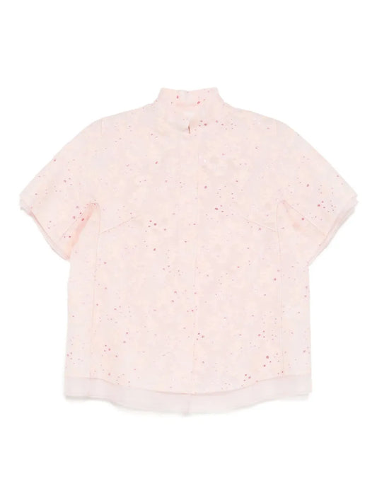 Mandarin-Collar Organza Jacket