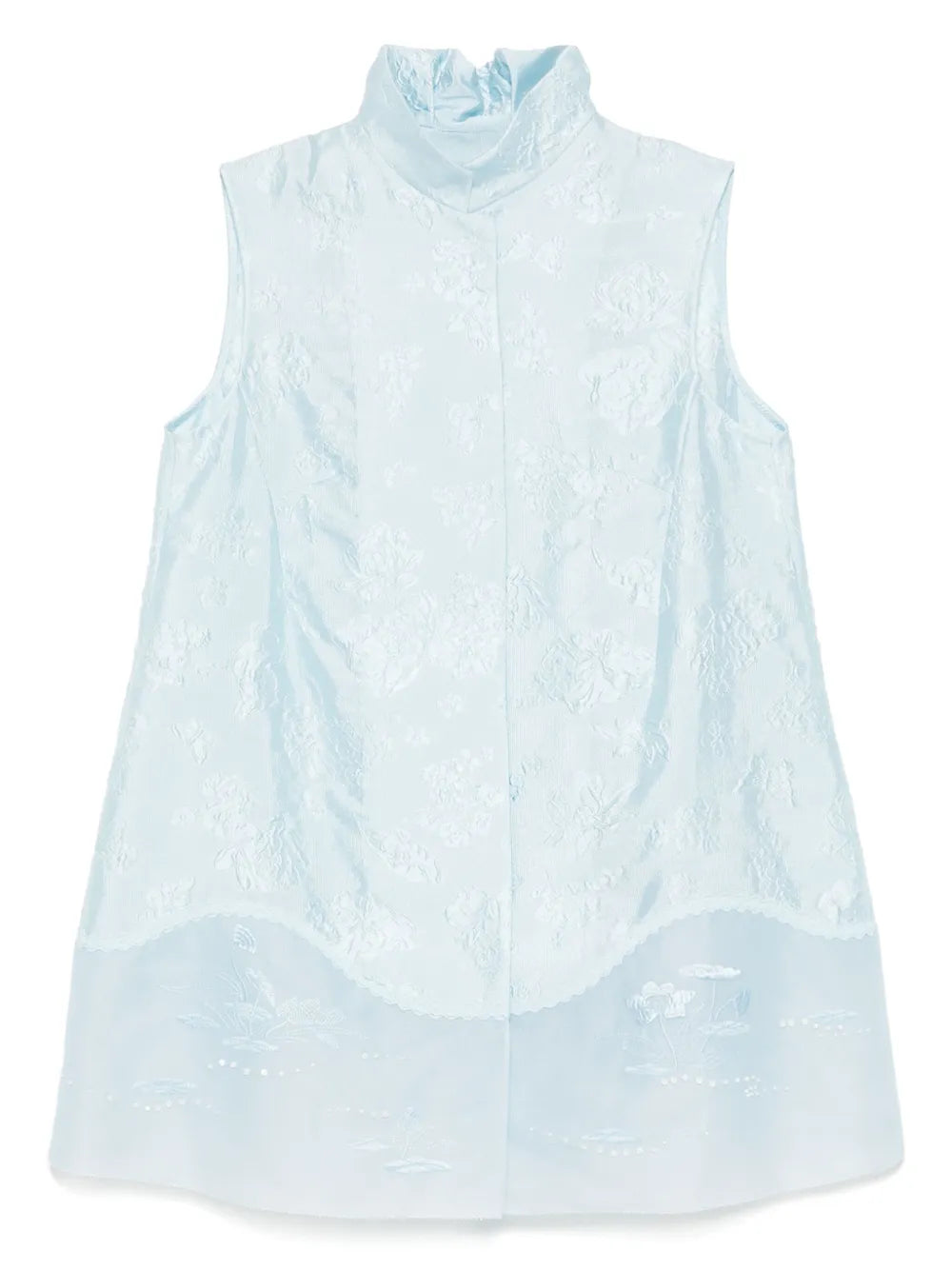 Mandarin-Collar Jacquard Vest Jacket