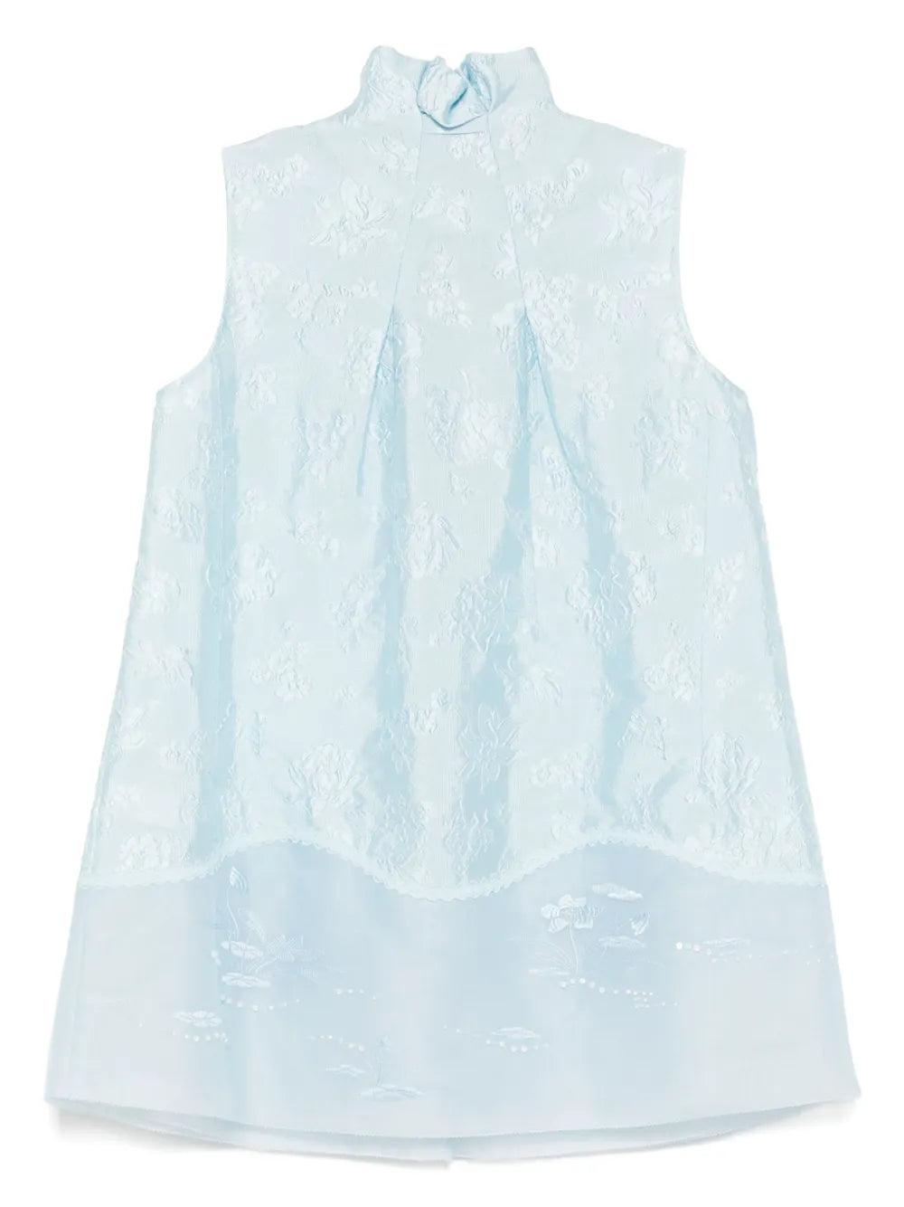 Mandarin-Collar Jacquard Vest Jacket