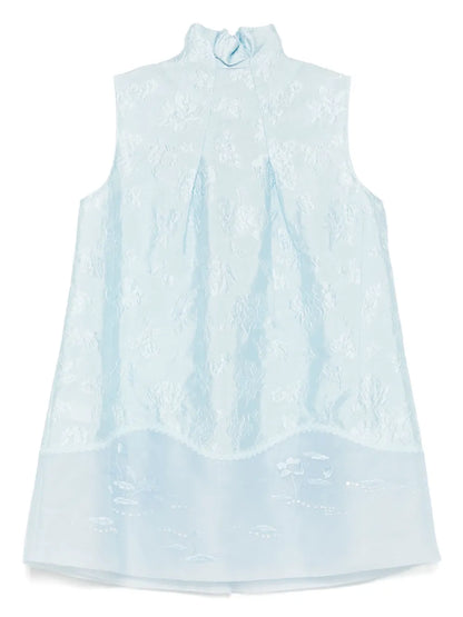 Mandarin-Collar Jacquard Vest Jacket