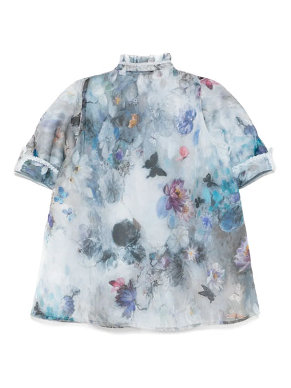 Mandarin-Collar Printed Shirt