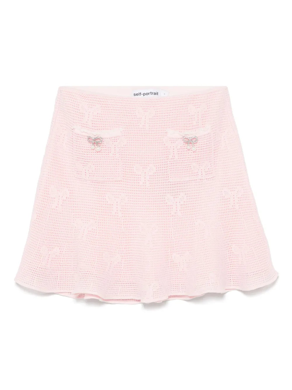 Bow-Detail Crochet Mini Skirt