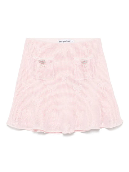 Bow-Detail Crochet Mini Skirt