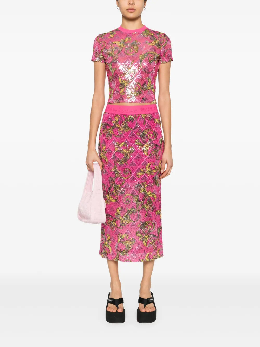 Barocco-Print Midi Skirt