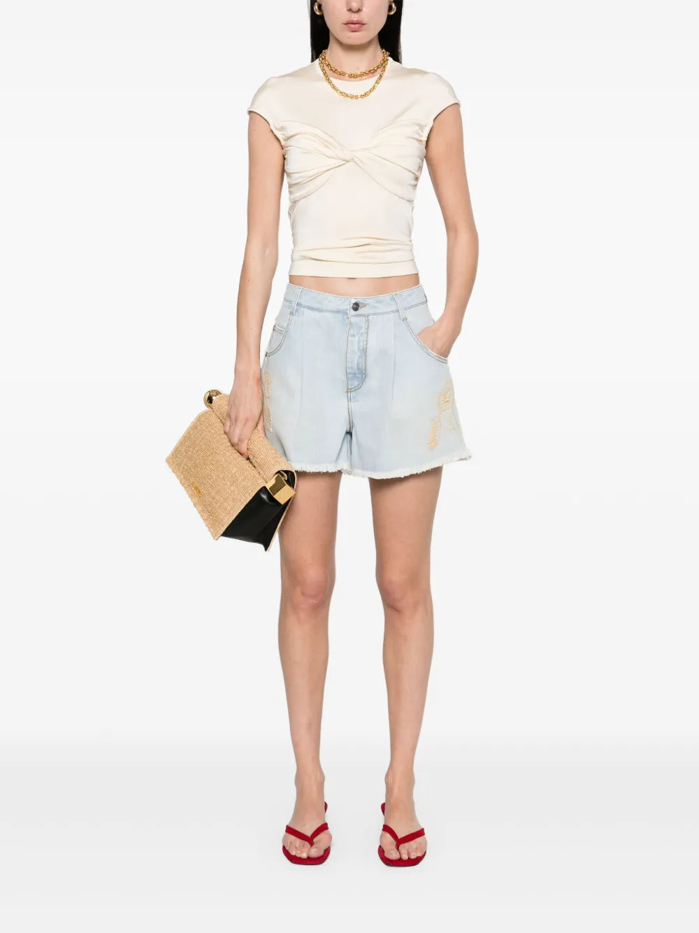 Embroidered-Motif Shorts