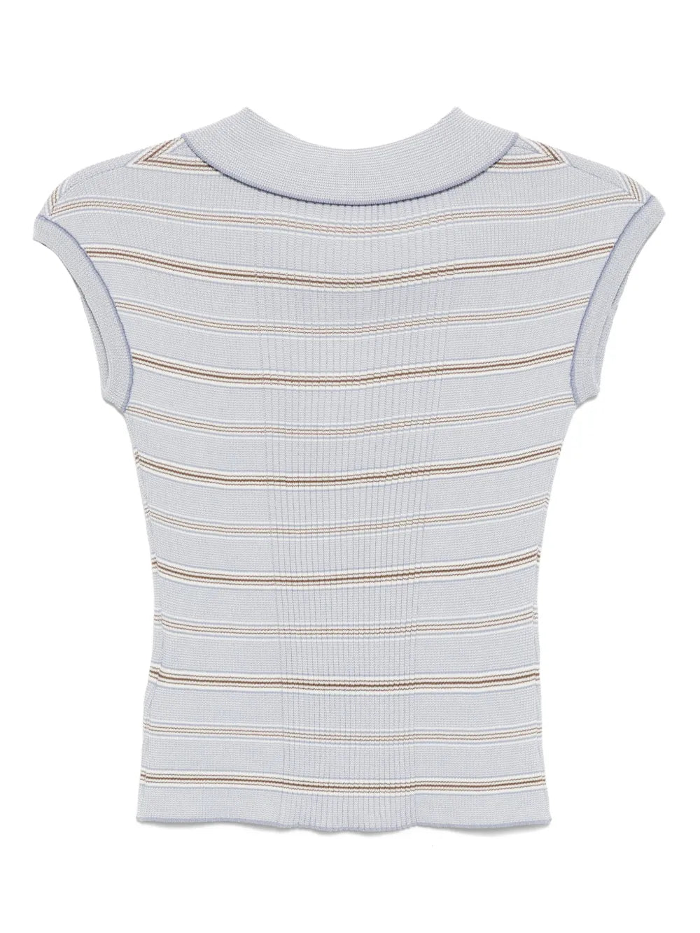 Striped Pique Cap Sleeve Knitted Top