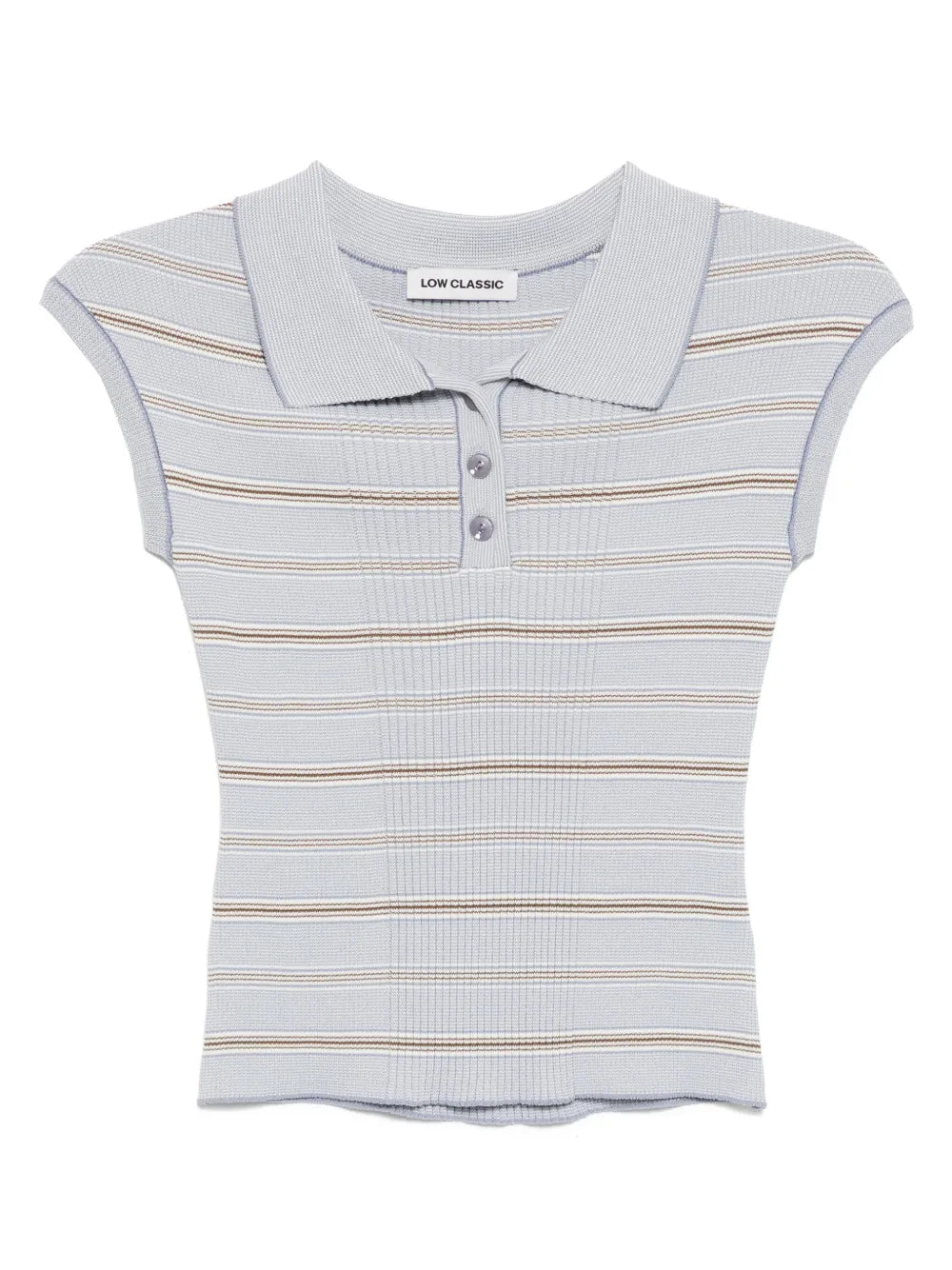 Striped Pique Cap Sleeve Knitted Top
