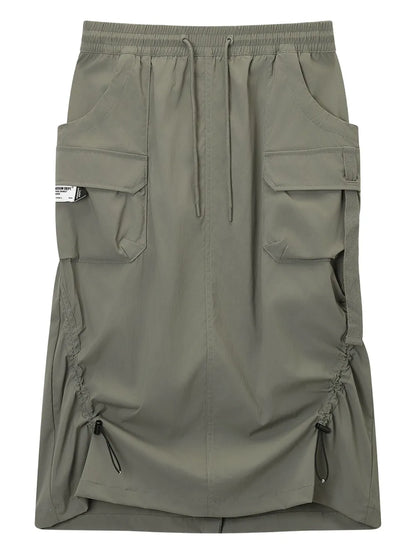 Cargo-Pockets Midi Skirt