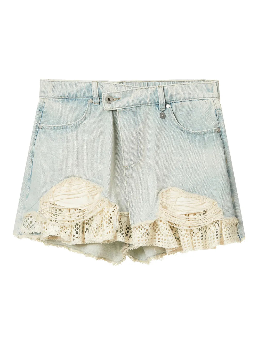 Ruffle-Detail Denim Shorts