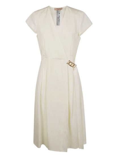 Buckle-Detail Wrap Dress