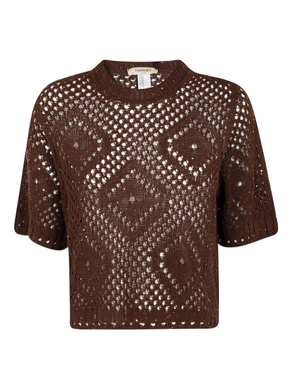 Open-Knit Short-Sleeve Top