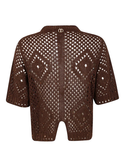 Open-Knit Short-Sleeve Top
