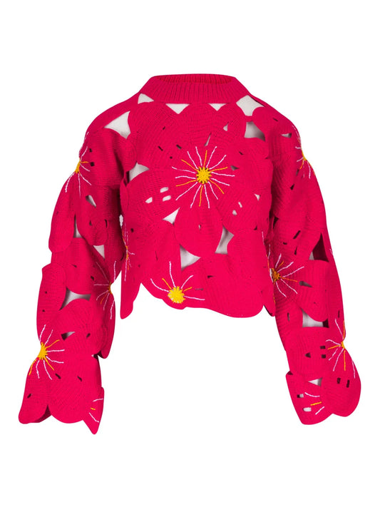 Floral Cut-Out Sweater