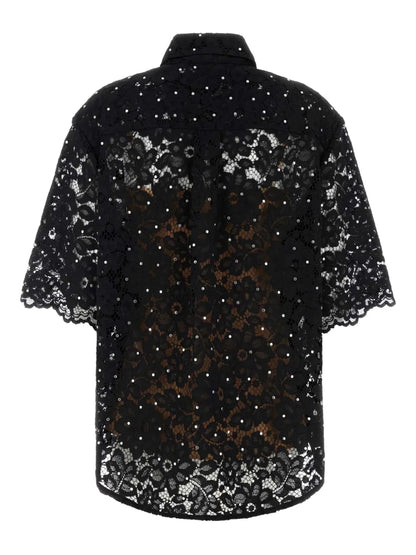 Studded Corded-Lace Shirt
