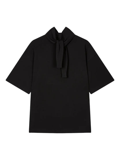 Tie-Neck Short-Sleeve Top
