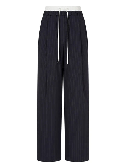 Pinstripe Wide-Leg Trousers