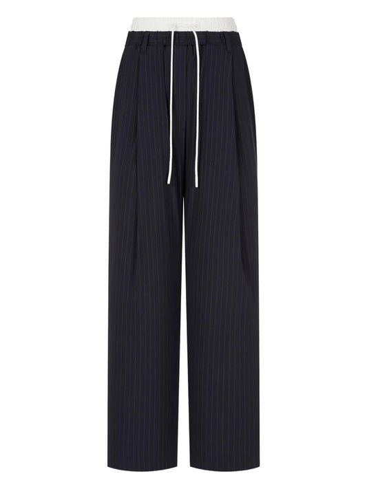 Pinstripe Wide-Leg Trousers