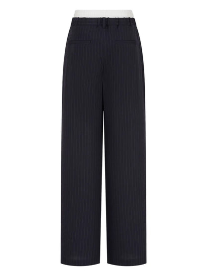 Pinstripe Wide-Leg Trousers
