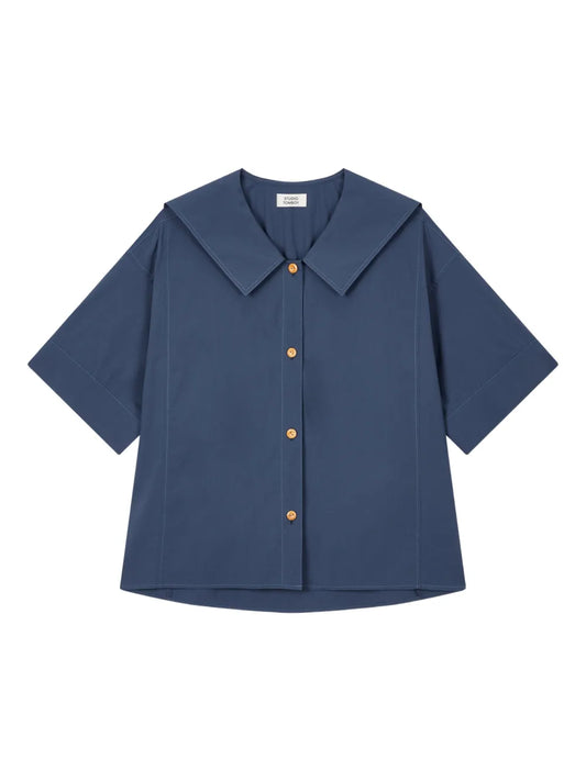 Oversized-Collar Button-Up Shirt