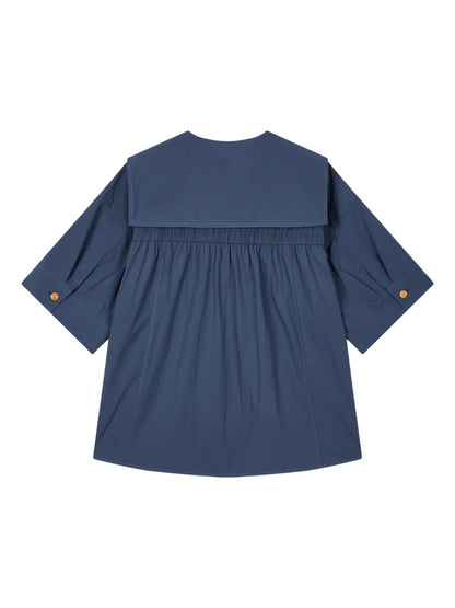 Oversized-Collar Button-Up Shirt
