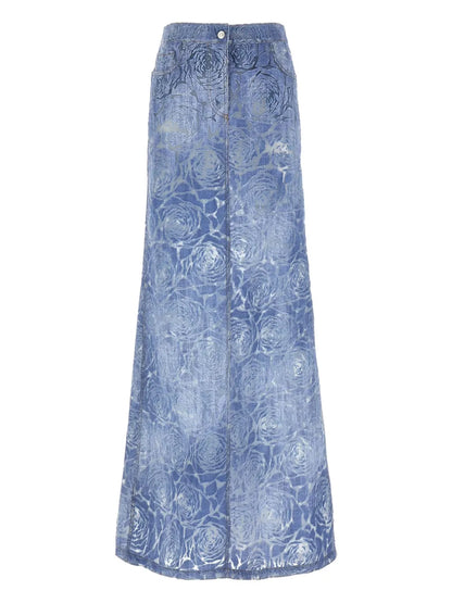 Devoré-Effect Maxi Skirt