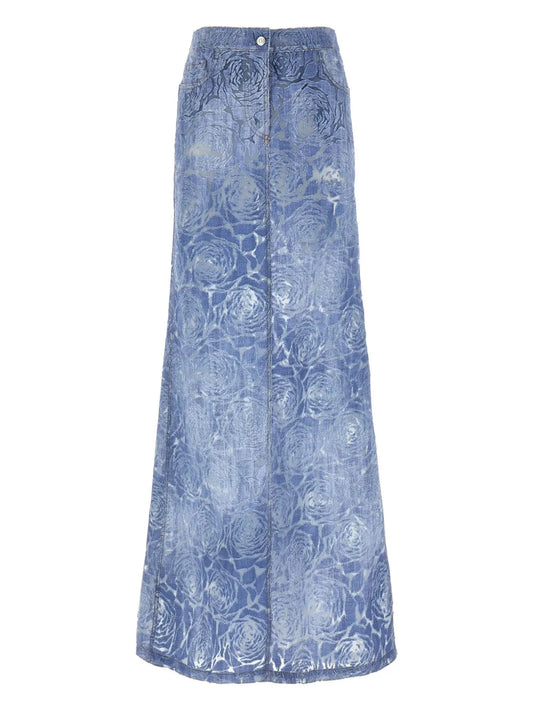 Devoré-Effect Maxi Skirt