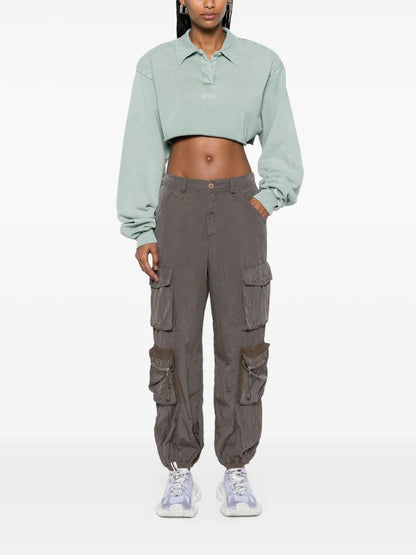 Elasticated-Waistband Multi-Pocket Cargo Pants