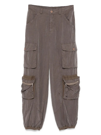 Elasticated-Waistband Multi-Pocket Cargo Pants