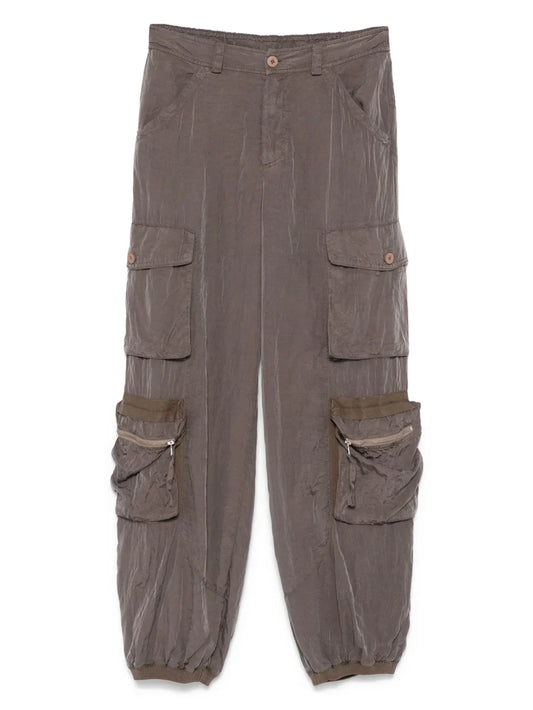 Elasticated-Waistband Multi-Pocket Cargo Pants