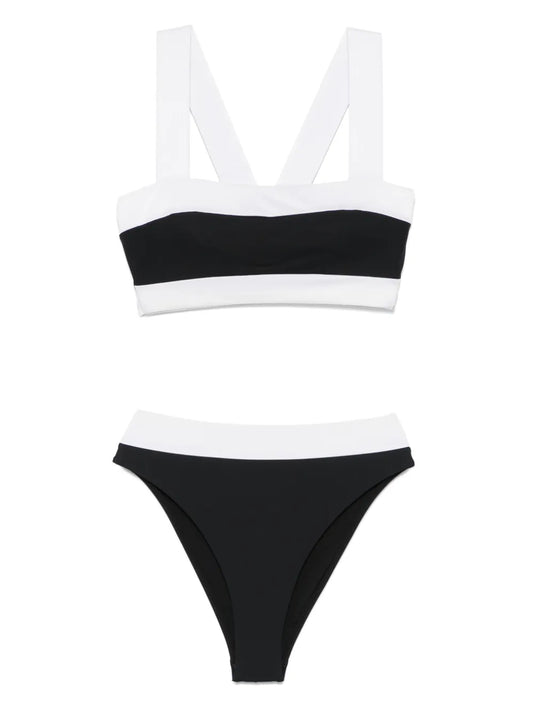 Contrasting-Trim Bikini Set