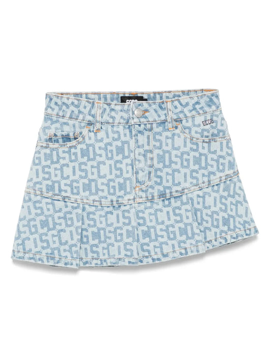 Monogram Denim Mini Skirt