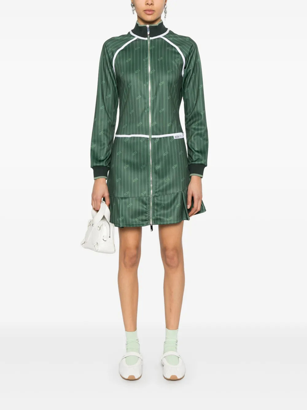 Pinstriped Zip-Up Mini Dress