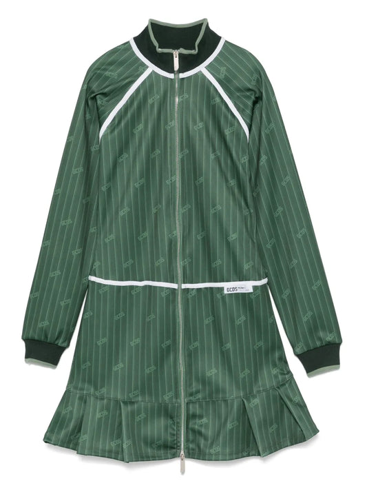 Pinstriped Zip-Up Mini Dress