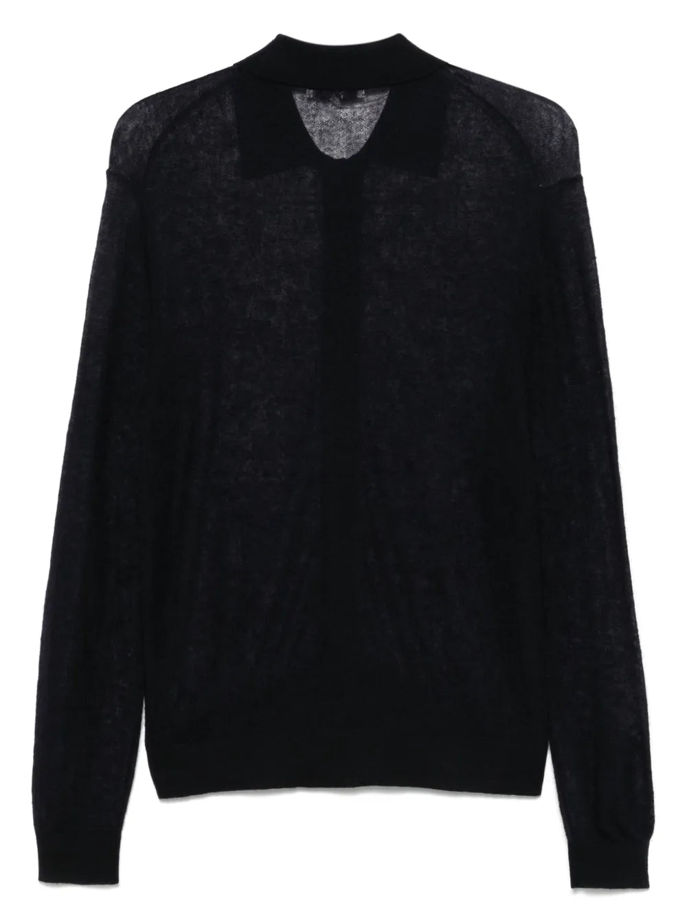 Sheer Polo-Collar Cardigan