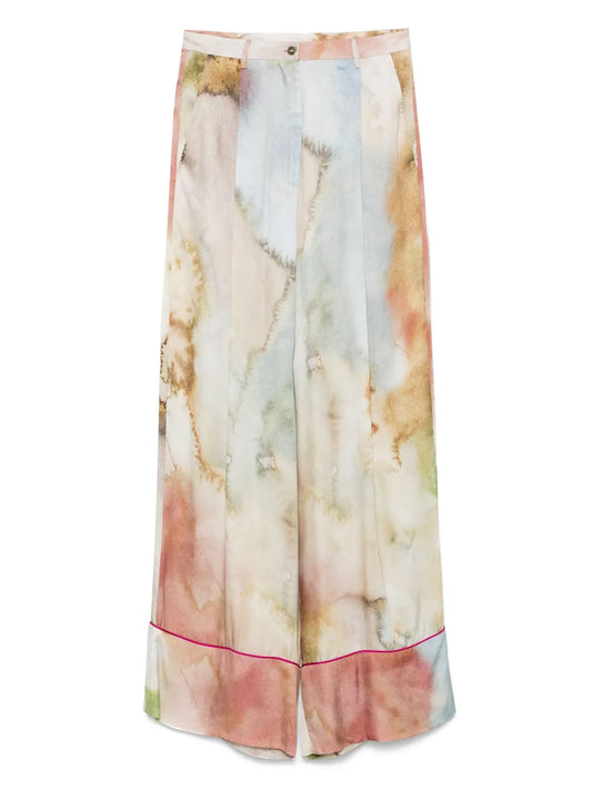 Abstract-Print Trousers