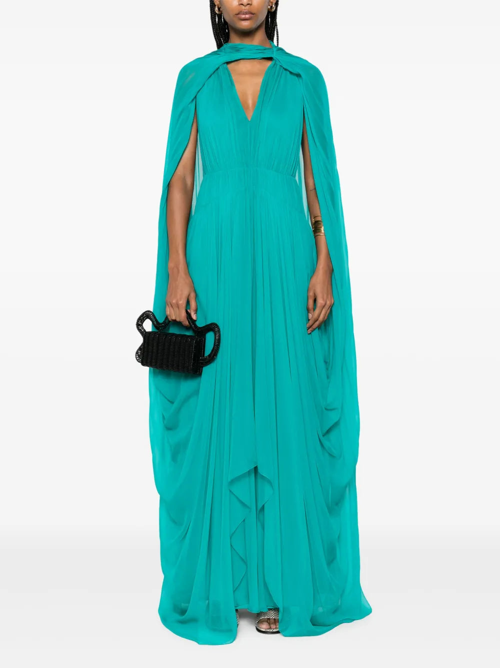 Cape-Detail Maxi Dress