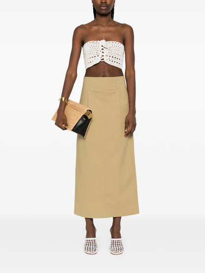 Pleat-Detailed Midi Skirt