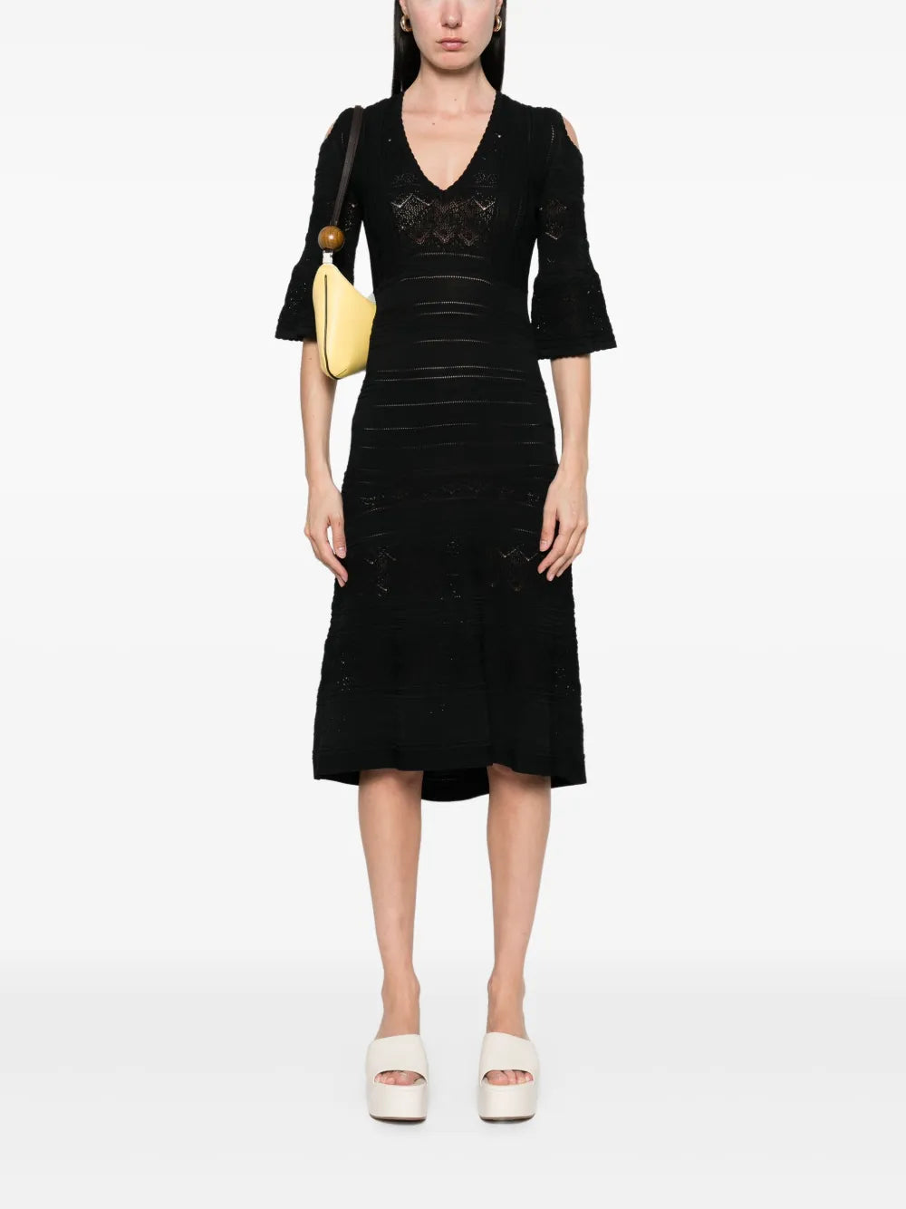 Punched-Knit Midi Dress
