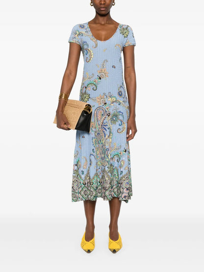 Paisley-Print Midi Dress