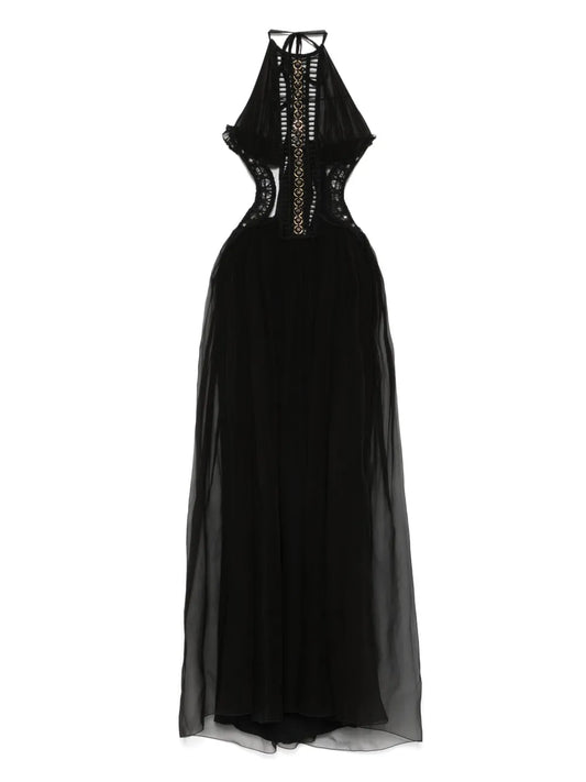 Embroidered Tulle Maxi Dress
