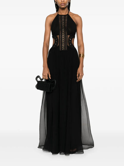 Embroidered Tulle Maxi Dress